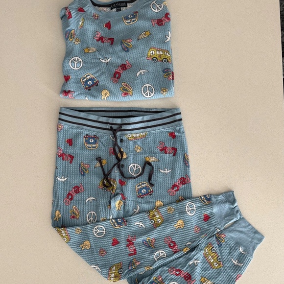 PJ Salvage "Peace & Love" Thermal Pajama Set - Pants and Longsleeve - Picture 2 of 10